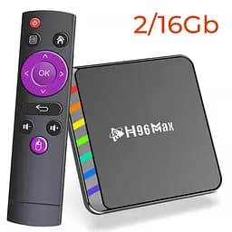 H96 MAX W2 2/16Gb Amlogic S905W2 Android 11.0 Smart TV Box, Смарт ТВ 4K HDR приставка налаштування Android TV у подарунок, YouTube та фільми без реклами