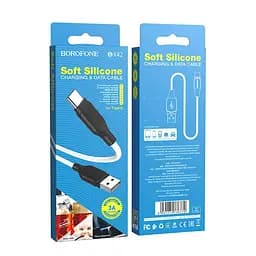 Кабель Borofone BX42 USB to Type-C 3A 1 м silicone TPE connectors білий - мініатюра 2