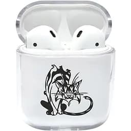 Прозорий силіконовий чохол Apple AirPods з малюнком - Cat (KAP1194)