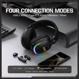 Навушники Onikuma ігрові блютуз GT-805 Max з мікрофоном RGB підсвітка Bluetooth 5.4 + 2.4GHz AUX до 60 годин роботи для ПК - мініатюра 3