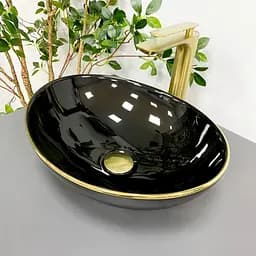 Умивальник VBI Parma black gold Edge накладний VBI-011012, Золотий