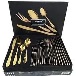 Набор столовых приборов A-Plus 1421 Gold 6 персон 24 Золотой