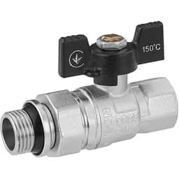 Кран-американка кульовий Kroner прямий 1/2" ВЗ PN40 метелик, нікельований (CV033220)