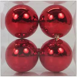 Набір новорічних куль Yes! Fun 8 см 4 шт. червоний глянець