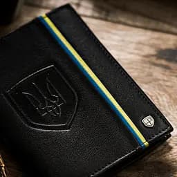 Гаманець чоловічий шкіряний Peterson 303UP чорний з тризубом у коробці - мініатюра 2