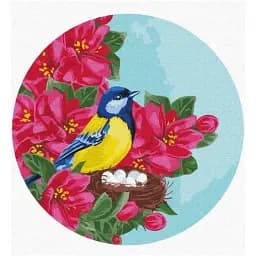 Картина по номерам Brushme Синица в цветах (Размер M) 30x30 см