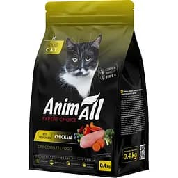 Сухий повнораціонний корм для котів AnimAll зі свіжою куркою 400 г