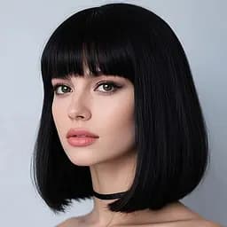 Класична перука каре з чубчиком "Брюнетка" 30 см Чорний