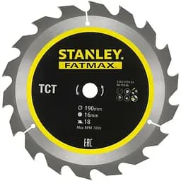Диск пиляльний Stanley Fatmax TCT для деревини та фанери 190 х 16 мм 18 зубів (STA15370)
