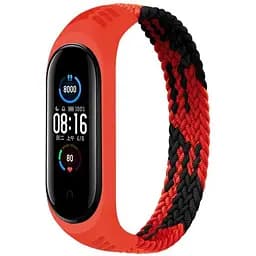 Ремешок для фитнес браслета BeCover Elastic Nylon Style для Xiaomi Mi Smart Band 5/6 (Size M) Black-Red (706146)