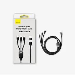 Кабель Baseus Flash Series Ⅱ 3-in-2 Cable USB+Type-C to MicroUSB+Lightning+Type-C 100W 1.2m CASS030101 Black - мініатюра 6
