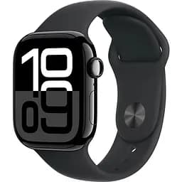 Apple Watch Series 10 GPS 42mm Jet Black Aluminum Case with Black Sport Band M/L MWWF3
