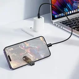 Кабель Hoco X126 Experto 60W lanyard charging data cable C to C(L-0.35M) Black - мініатюра 3
