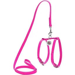 Шлей с поводком для собак Waudog Glamour кожаный с QR паспортом, розовый