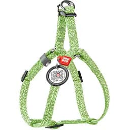 Шлея для котов и мини-собак Waudog Re-cotton, из восстановленного хлопка, с QR паспортом, XS, 28-40х1 см, салатовая (16705)