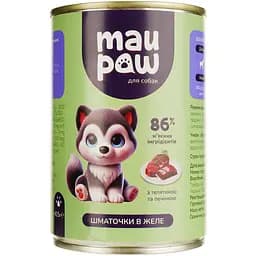 Набір вологого корму для дорослих собак MAU PAW шматочки в желе 2.905 кг (6 шт. + 1 шт. подарунок х 415 г) - мініатюра 2