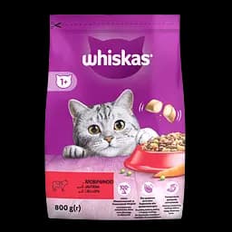 Сухой корм для кошек Whiskas, с говядиной, 800 г