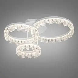 Сучасна стельова LED-люстра Diasha MX78204/1+1WH 87W, три акрилові кільця, 3 режими світла, 60x45 см