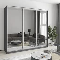 Шкаф-купе трехдверный MebelStar Стандарт AL 3 Зеркала 230x60x210 см Антрацит (MBS-2985)