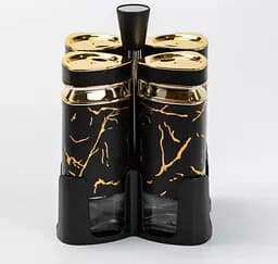 Органайзер набор Condiment Set для специй на подставке с 4 баночки для специй по 120 мл Черный