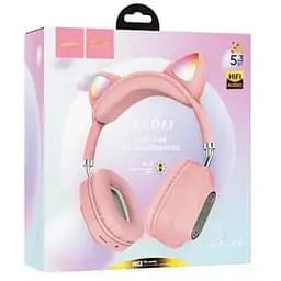 Навушники бездротові Hoco ESD13 Skill cat ear котячі вушка рожеві - мініатюра 3