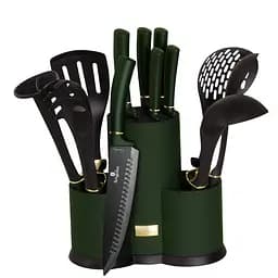 Набор кухонных принадлежностей и ножей с подставкой Berlinger Haus, 12 предметов, изумрудный (BH 6250)