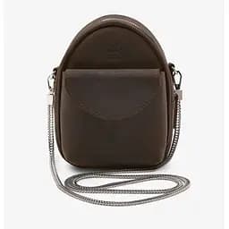 Шкіряна жіноча міні-сумка Kroha темно-коричнева vintage