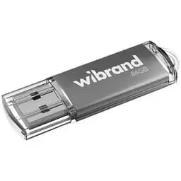 Флеш накопичувач USB 64Gb Wibrand Cougar сріблястий USB 2.0 (WI2.0/CU64P1S)