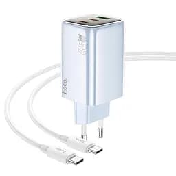 МЗП Hoco N49 Glorious PD65W (1USB-A/2C) + кабель Type-C to Type-C Blue