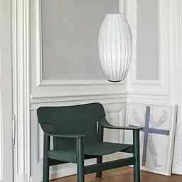 Дизайнерський світильник із полімерним овальним абажуром Ø28x55 см Line F AK05-280 x 550 Білий