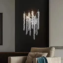 Изысканное серебряное бра с хрустальным подвесом 40х30 см Line F Арт. W33001/Количество лампS CH