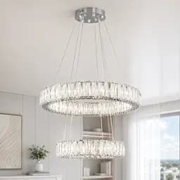Підвісна світлодіодна люстра Splendid Ray L50804/500+300/2 LED (CH), 2 кільця, пульт, димер, 80 W