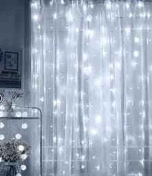 Гірлянда штора Водоспад 3х2 м 280 LED (прозорий шнур з перехідником) Біле світло - мініатюра 8