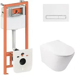 Набір Q-tap Nest 4 в 1 підвісний унітаз Swan Ultra Quiet 485x360x320 + комплект інсталяції QT16335179W45155