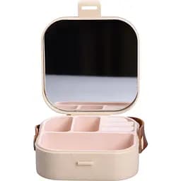 Міні-скринька для прикрас Yiwu Mini Box з дзеркалом 9x9x3.8 см бежева HP-5-27BE