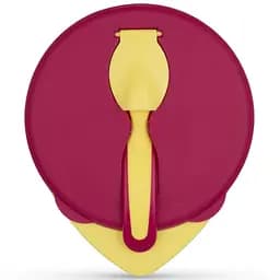 Тарелочка глубокая с крышкой и ложечкой Baboo, красный (90424)