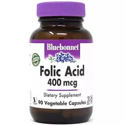 Фолієва кислота Bluebonnet Nutrition 400 мг 90 вегетаріанських капсул