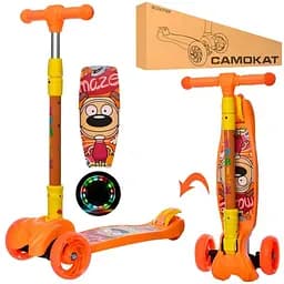 Самокат детский iTrike складной 26х13х67-79 см Оранжевый 000222702