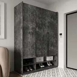 Шафа для одягу Flamecame з поличками та штангою на 3 двері у передпокій FR-06 Бетон Темний