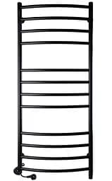 Електрична рушникосушка Unio LDE EL 1200-500-12 BLK Драбинка Дуга Еліт чорна, Чорний матовий, Ліве, Механічний