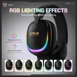 Навушники Onikuma ігрові блютуз GT-805 Max з мікрофоном RGB підсвітка Bluetooth 5.4 + 2.4GHz AUX до 60 годин роботи для ПК - мініатюра 4