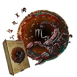 Пазл деревянный Знак Зодиака Скорпион, А5, Картонная коробка 35 элементов