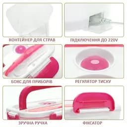 Електричний ланч-бокс контейнер Electronic Lunchbox YS 001 40 W з підігрівом рожевий термос для їжі - мініатюра 5