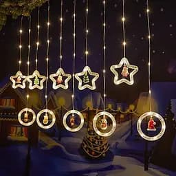 Гірлянда-штора Зірка та коло XPRO SFK-23, 8 режимів 3 x 0.8 м теплий колір (44867-16919_268)