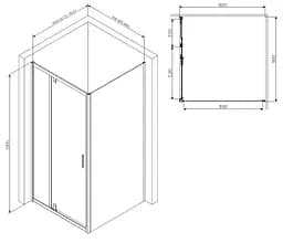Душова кабіна Am.Pm Gem Square Pivot 90x90 см без піддону хром матовий W90UG-404-090MT, Хром матовий, прозрачний - мініатюра 8
