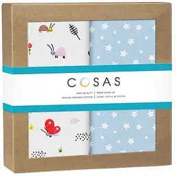 Пелюшки дитячі багаторазові Cosas Bees CS2 2 шт 80х100 см (Бязь_БджілкиЧервоні_ЗорепадБлакитний)