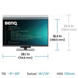 TFT 31.5" BenQ RD320U, 4K, IPS, 2хHDMI, DP, USB- C, USB-hub, HAS, Pivot, кол., сірий - мініатюра 10