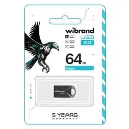 USB флеш накопичувач Wibrand 64GB Hawk Black USB 2.0 (WI2.0/HA64M1B) - мініатюра 2
