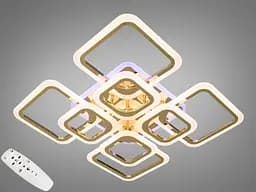 Люстра стельова LED Diasha A8060/4+4G, 145W, 3200K-6000K, золото, сучасний стиль для дому