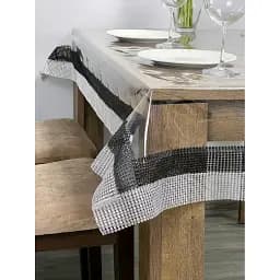 Скатерть силиконовая с черно-серебряной стразовой лентой 240х200 см